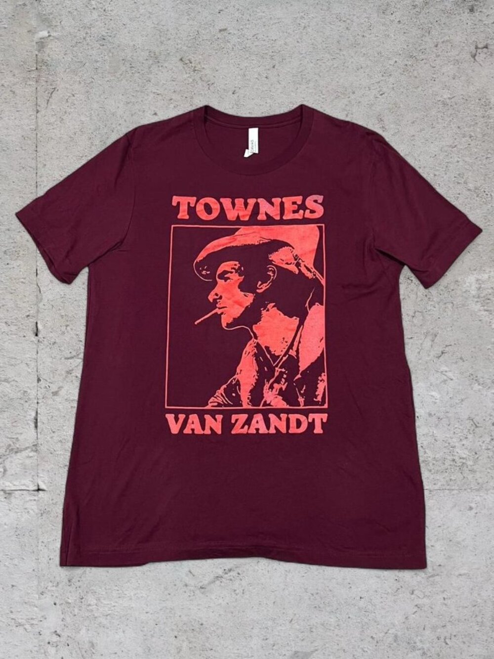 Townes Van Zandt Burgundy Graphic Tee, Size M | Y2K Folk Streetwear Shirt Music